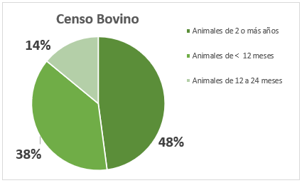 Número de vacas en España por edad del animal