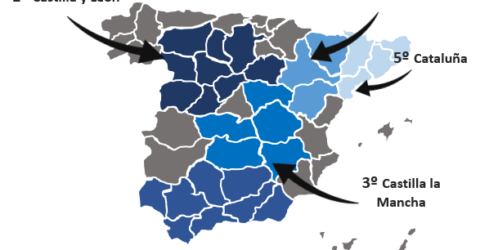 Superficie de trigo en España por provincias y comunidades autónomas.